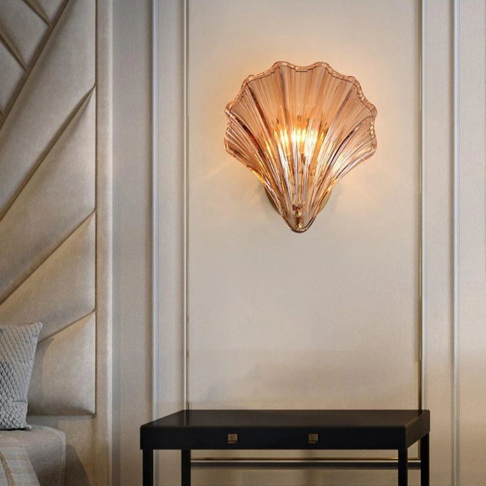 Orr Lámpara de Pared de Vidrio con Concha Inusual Moderna Dormitorio Sala de Estar