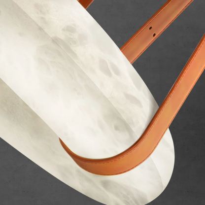 Jade Lámpara Colgante de Alabastro y Cuero Vintaje y Atípica para Salón y Comedor