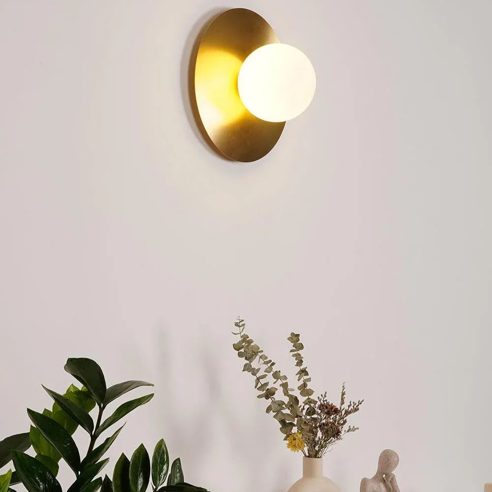 Orr Luz de Pared Moderna Minimalista con Vidrio Redondo para Dormitorio y Sala