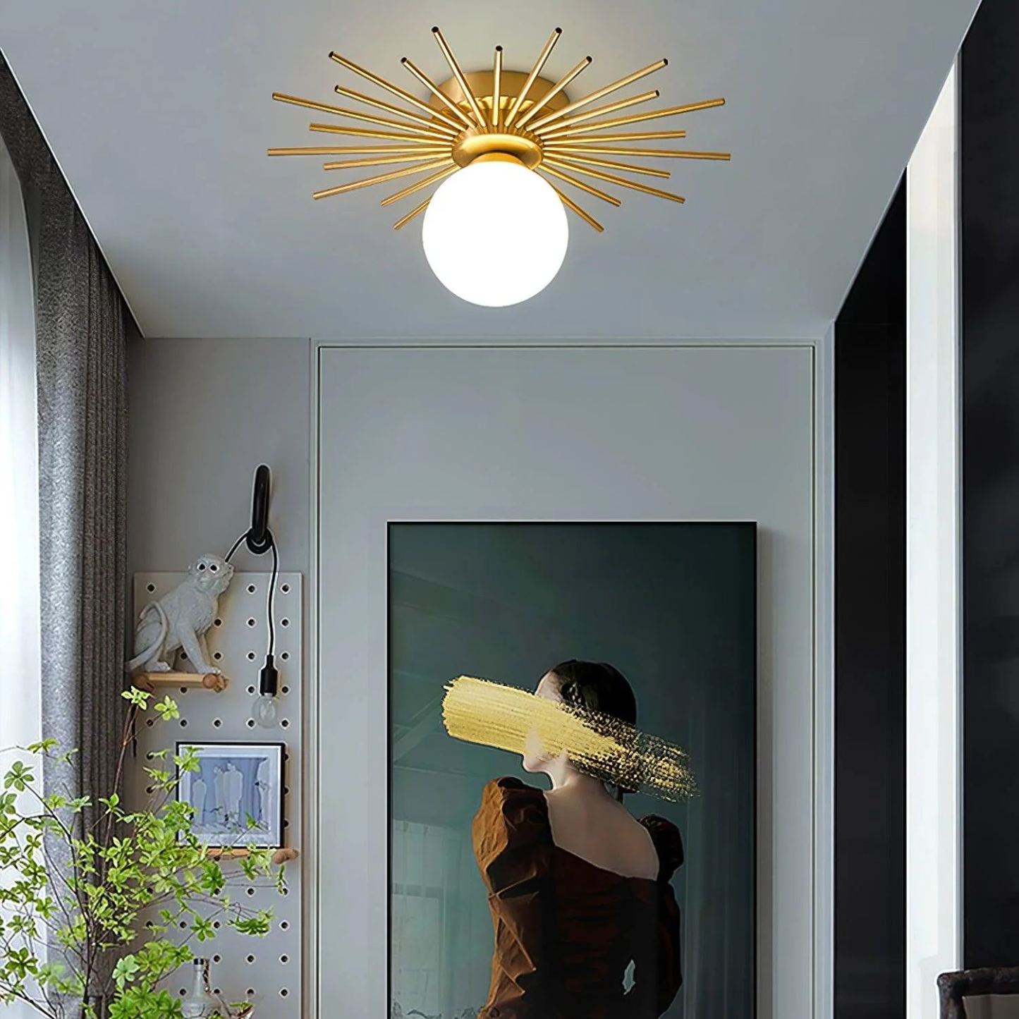 Lowry Luz de Techo en Bronce Vintage Clásico con Sol para Dormitorio y Pasillo