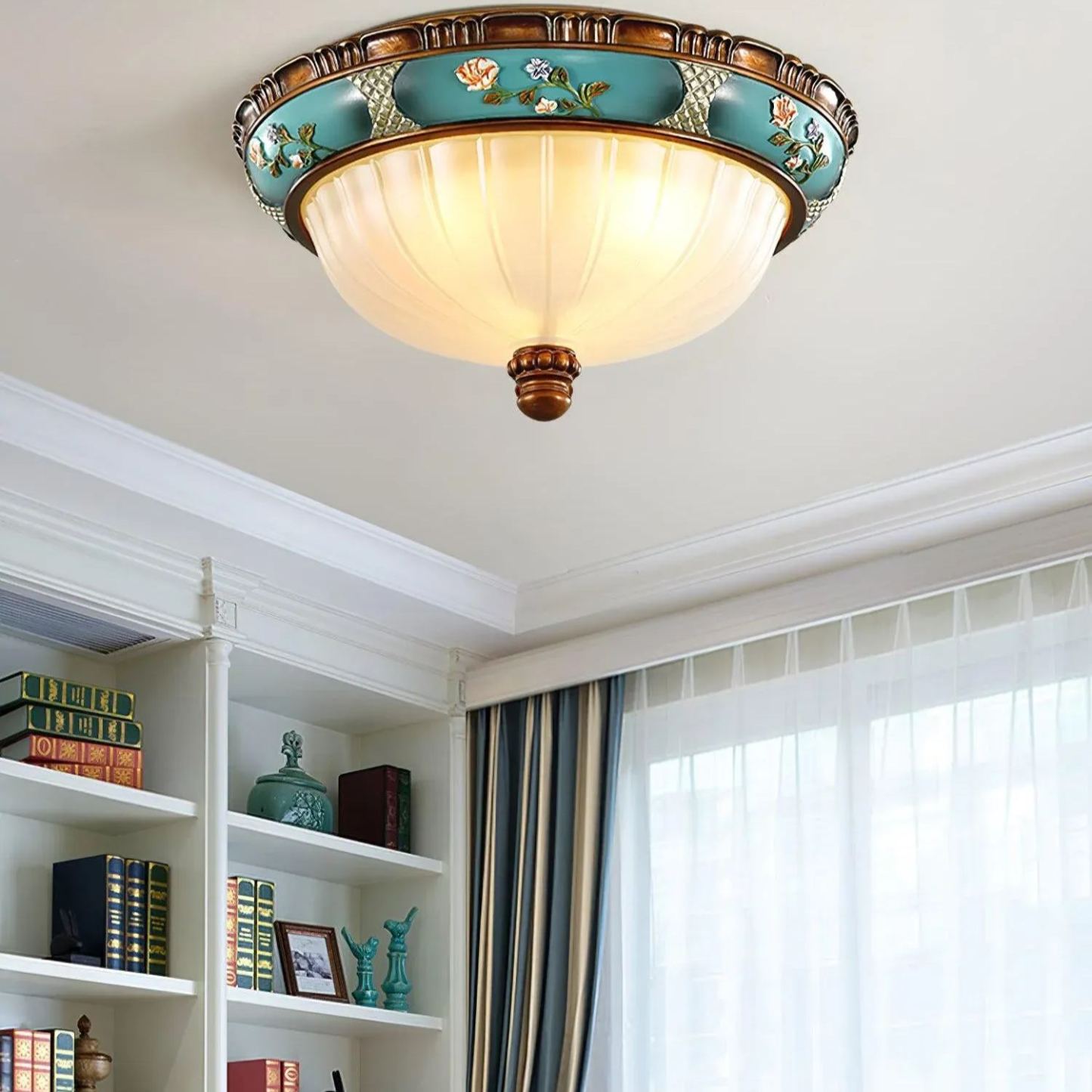 Jade Vintage Classical Round Glass Ceiling Light Shades Bedroom
