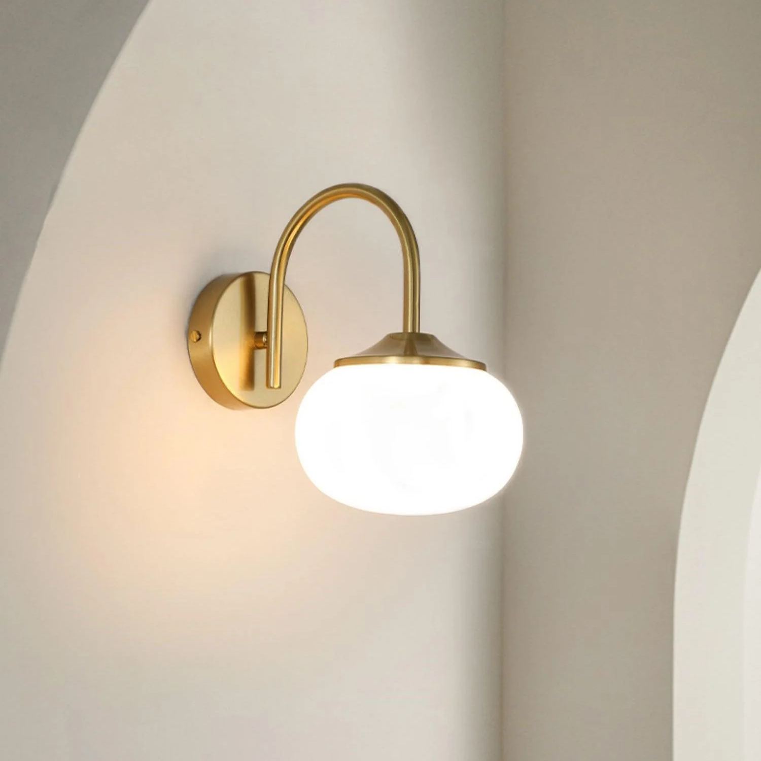 Carins Minimalismo Blanco Rosa Beige Metal Vidrio Pared Lámpara Dormitorio Sala de estar