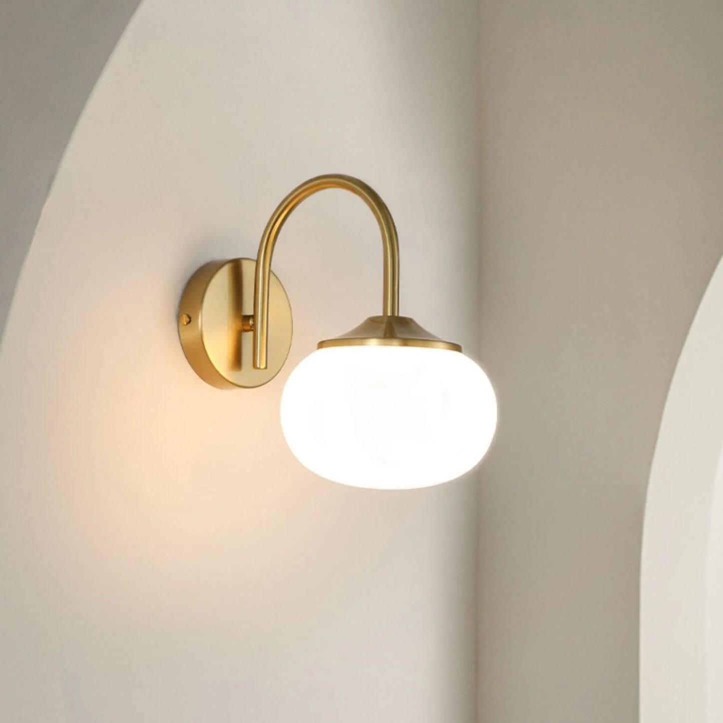 Carins Minimalismo Blanco Rosa Beige Metal Vidrio Pared Lámpara Dormitorio Sala de estar