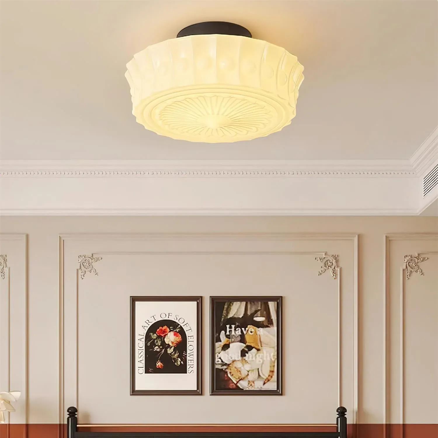 Quinn Nordic Beige White Ceiling Lamp Bedroom  Dining Room