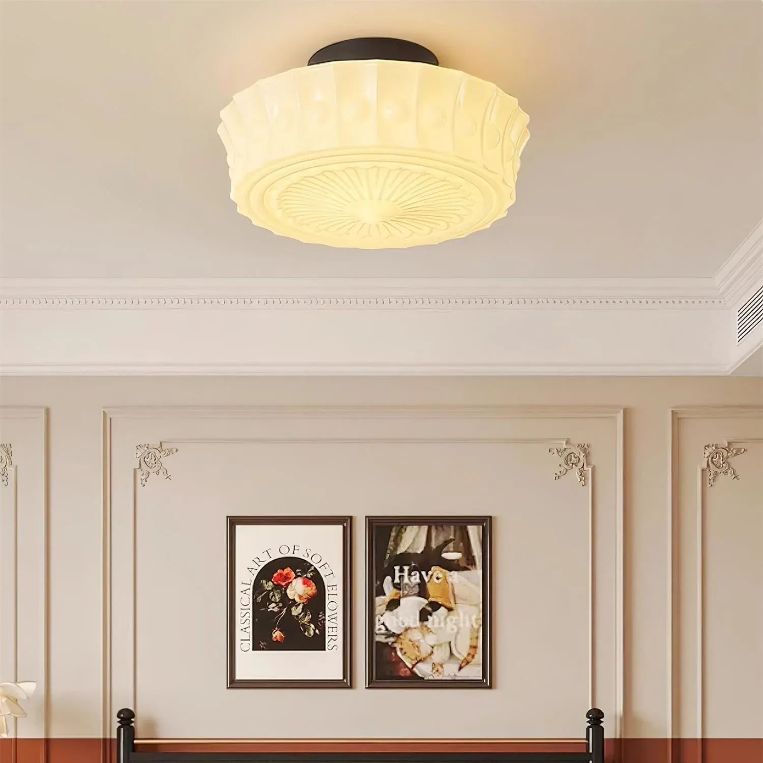 Quinn Nordic Beige White Ceiling Lamp Bedroom  Dining Room