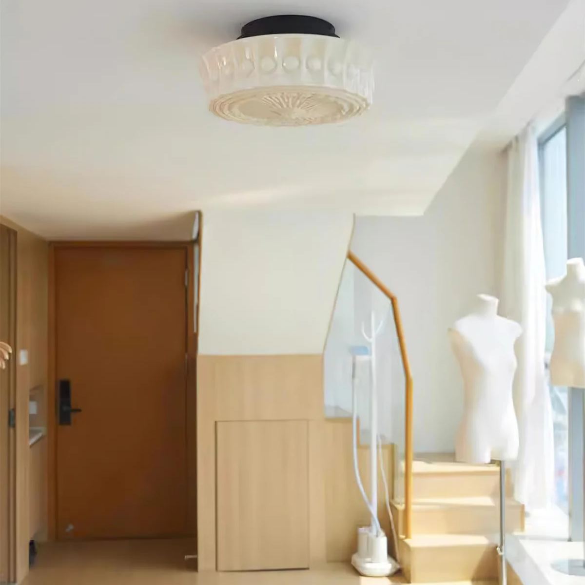 Quinn Nordic Beige White Ceiling Lamp Bedroom  Dining Room