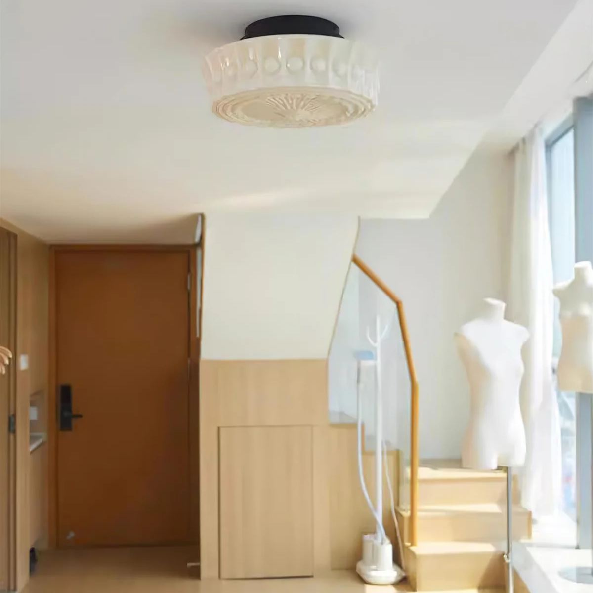 Quinn Nordic Beige White Ceiling Lamp Bedroom  Dining Room