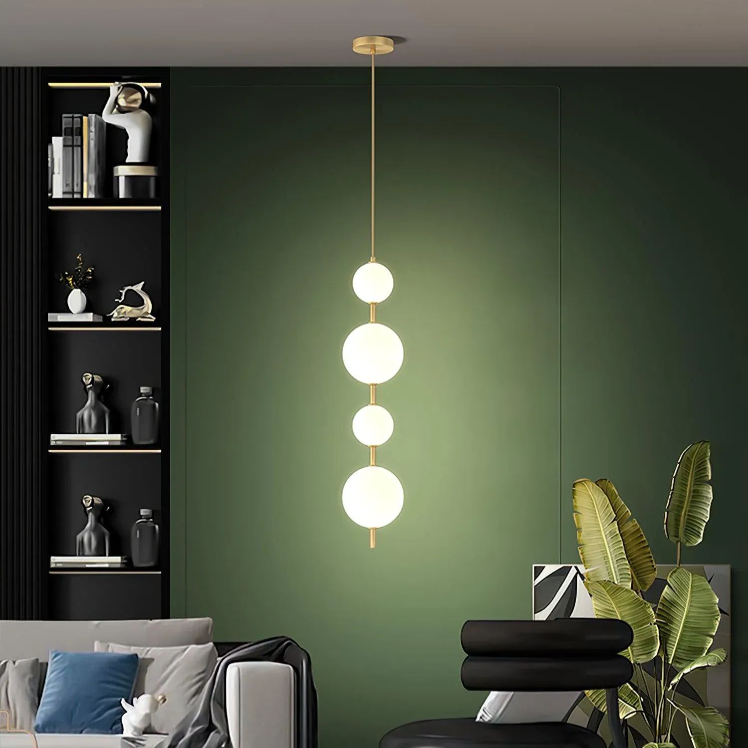 Edge Minimalismo Latón Negro Metal Vidrio Lámpara Colgante Dormitorio Salón