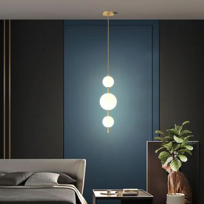 Edge Minimalismo Latón Negro Metal Vidrio Lámpara Colgante Dormitorio Salón