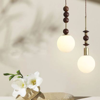 Hailie Minimalismo Metal Vidrio Madera Lámpara Colgante Dormitorio Salón