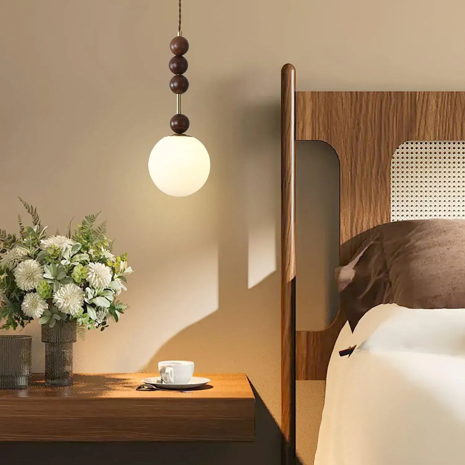 Hailie Minimalismo Metal Vidrio Madera Lámpara Colgante Dormitorio Salón