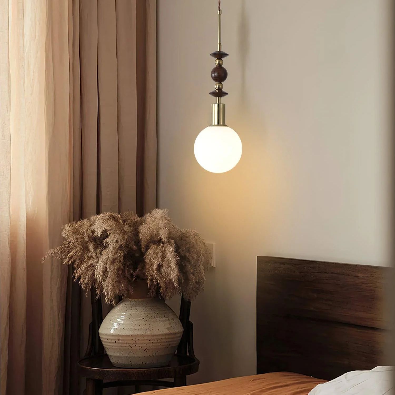 Hailie Minimalismo Metal Vidrio Madera Lámpara Colgante Dormitorio Salón