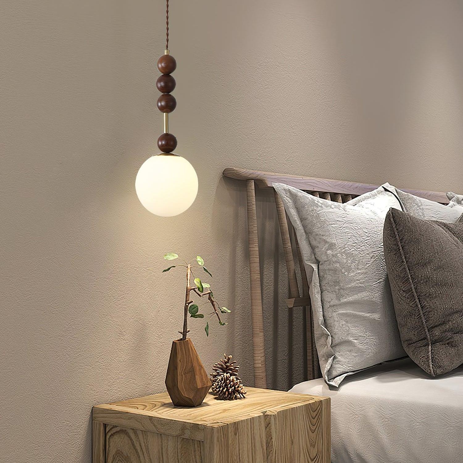 Hailie Minimalismo Metal Vidrio Madera Lámpara Colgante Dormitorio Salón