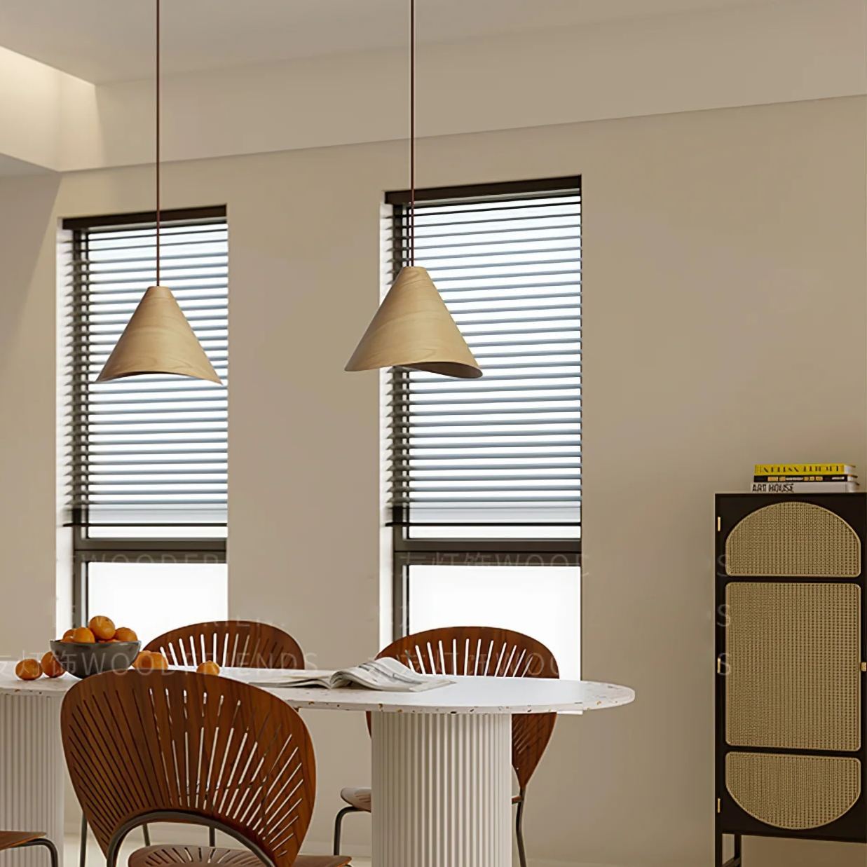 Muto Modern Cónica Madera Lámpara Colgante Comedor Isla de Cocina