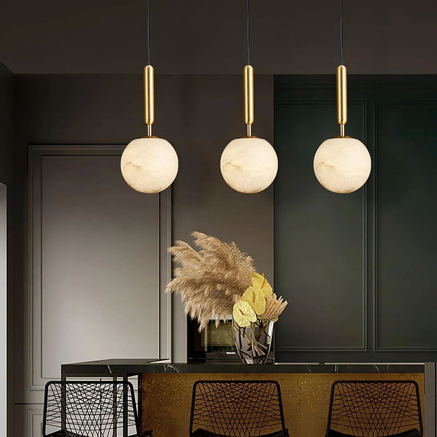 Jade Minimalismo Metal Alabastro Lámpara Colgante Dormitorio Salón