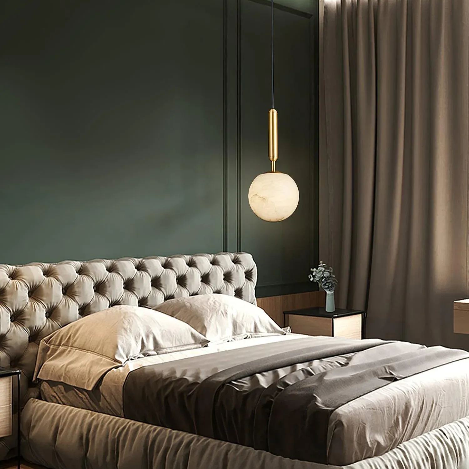 Jade Minimalismo Metal Alabastro Lámpara Colgante Dormitorio Salón