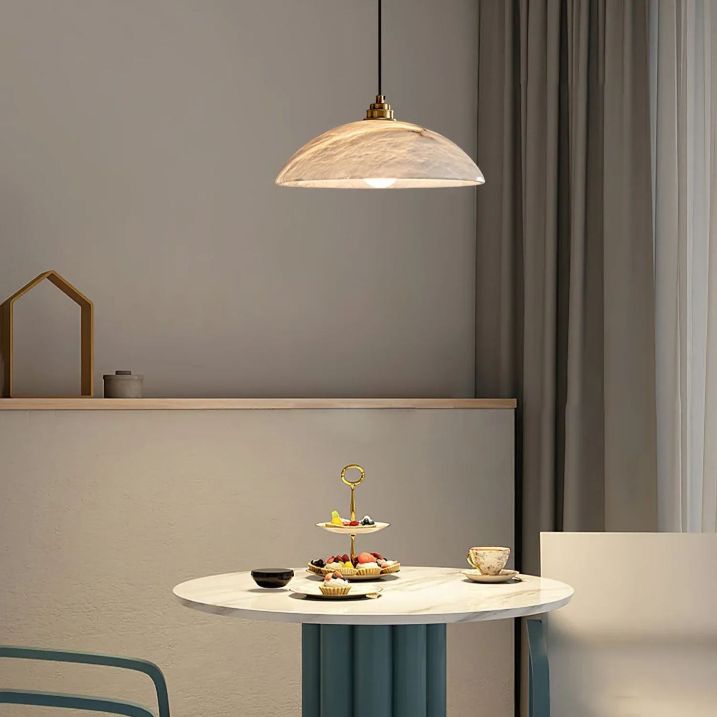 Jade Minimalismo Metal Alabastro Lámpara Colgante Dormitorio Salón