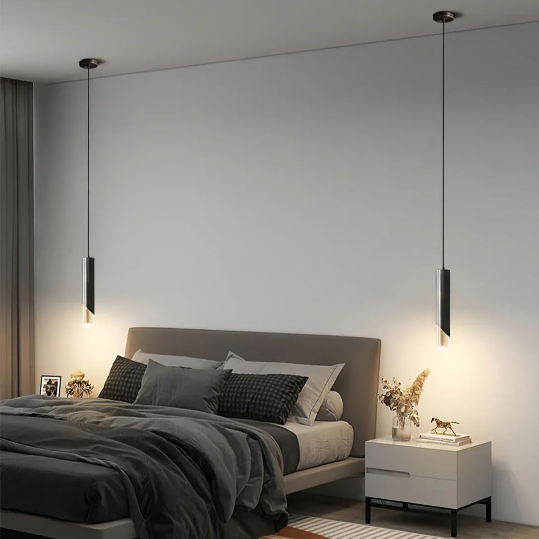 Meza Moderna Cilindro Metal Acrílico Lámpara Colgante Dormitorio Comedor