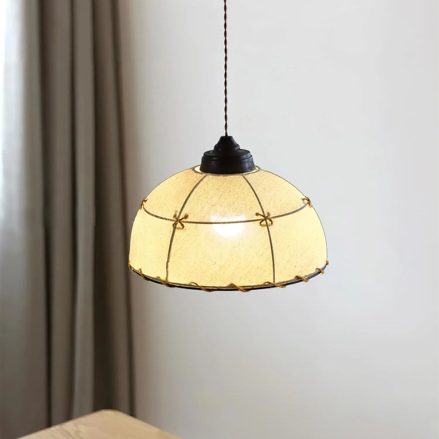 Renée Vintage Round Hanging Fabric Pendant Light Shades Dining Room