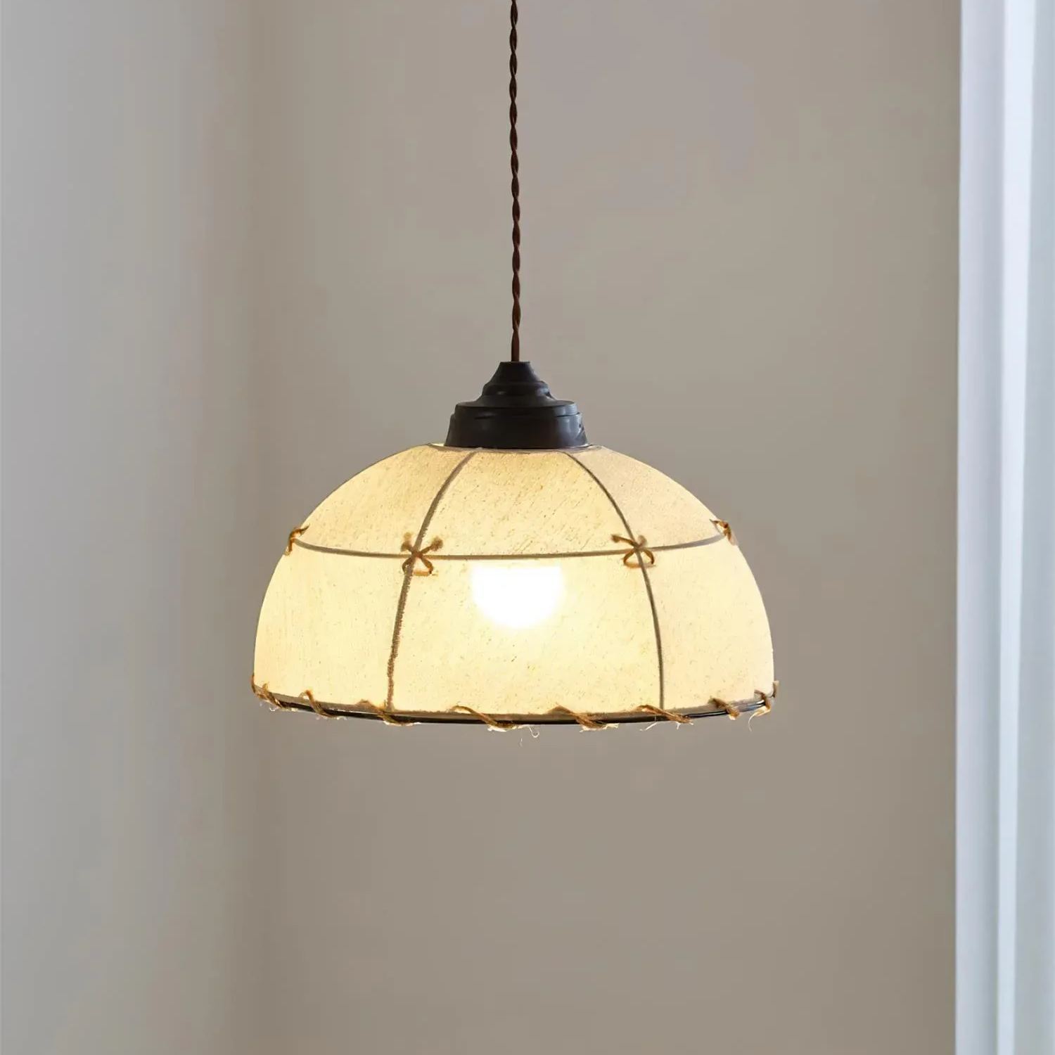 Renée Vintage Round Hanging Fabric Pendant Light Shades Dining Room