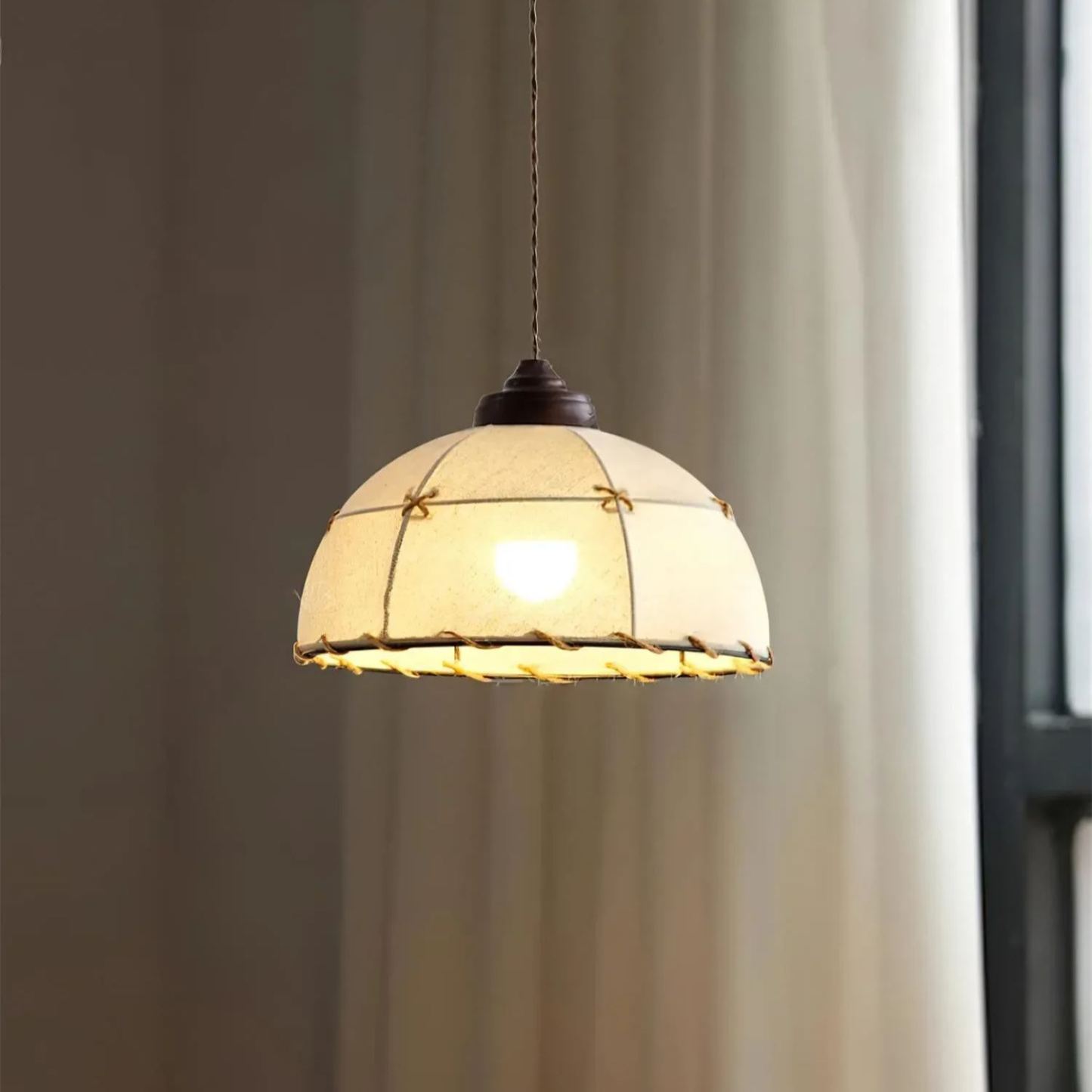 Renée Vintage Round Hanging Fabric Pendant Light Shades Dining Room