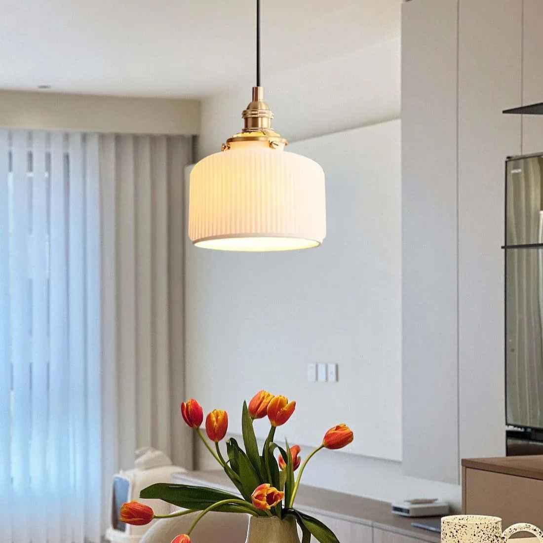 Hailie Modern Luxury Round Ceramics Pendant Light Bedroom Dining Room