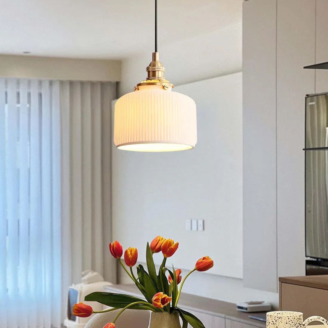 Hailie Modern Luxury Round Ceramics Pendant Light Bedroom Dining Room