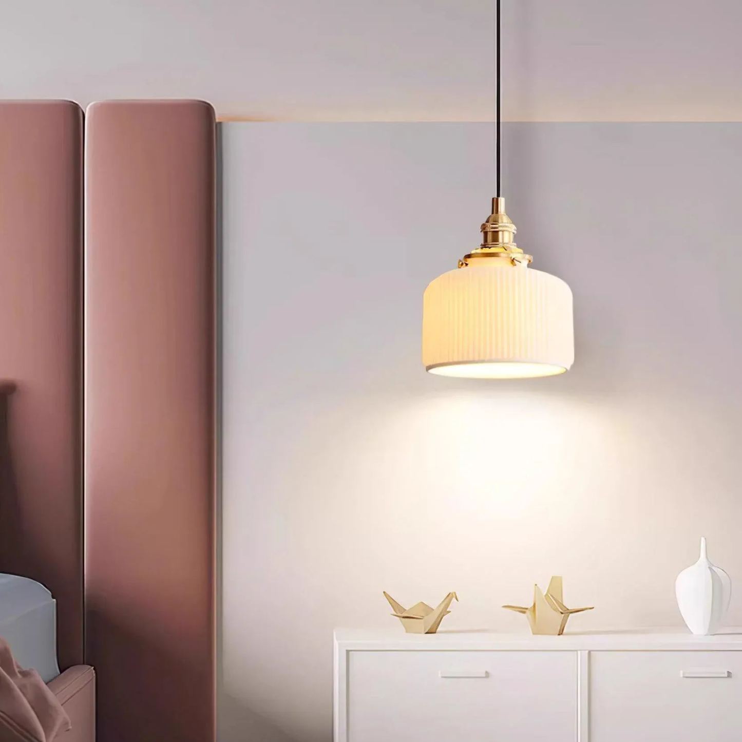 Hailie Modern Luxury Round Ceramics Pendant Light Bedroom Dining Room