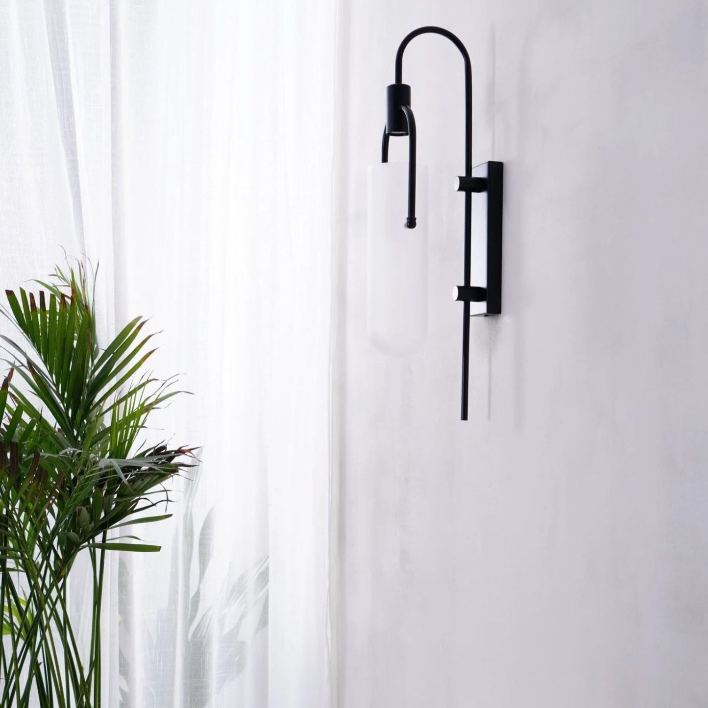 Alessio Minimalismo Negro Cobre Enchapado Metal Vidrio Lámpara de Pared Dormitorio Salón