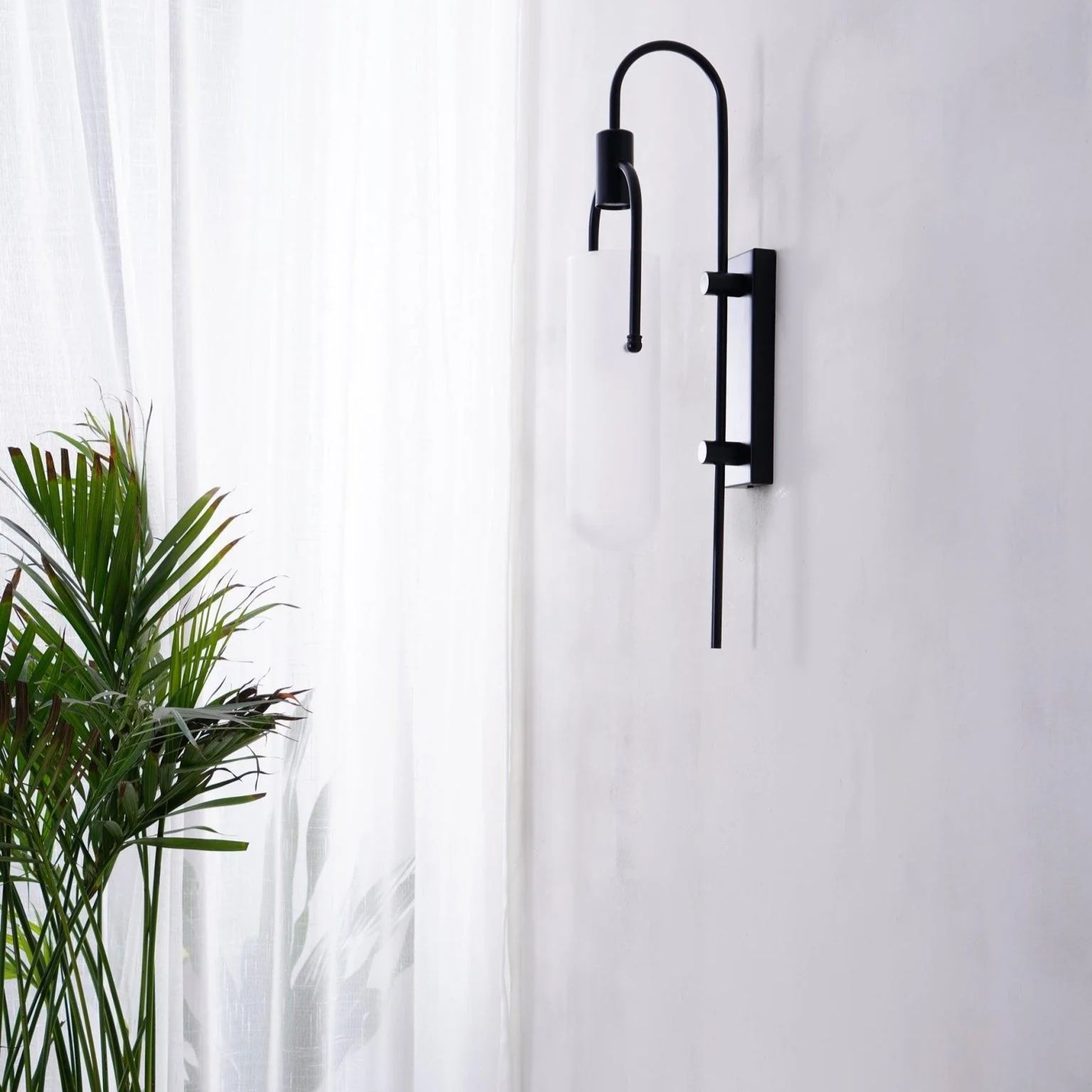 Alessio Minimalismo Negro Cobre Enchapado Metal Vidrio Lámpara de Pared Dormitorio Salón