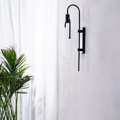 Alessio Minimalismo Negro Cobre Enchapado Metal Vidrio Lámpara de Pared Dormitorio Salón