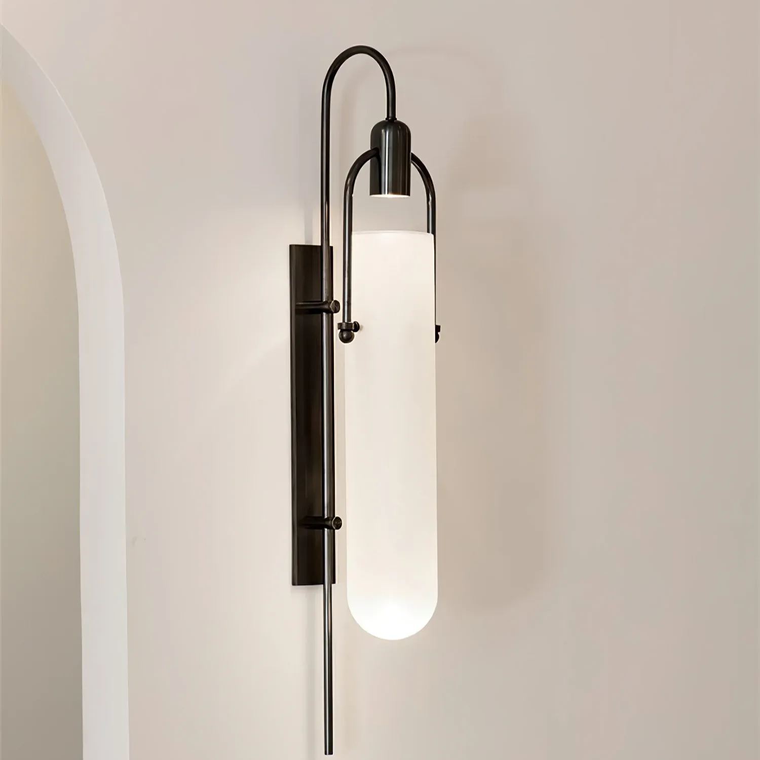 Alessio Minimalismo Negro Cobre Enchapado Metal Vidrio Lámpara de Pared Dormitorio Salón