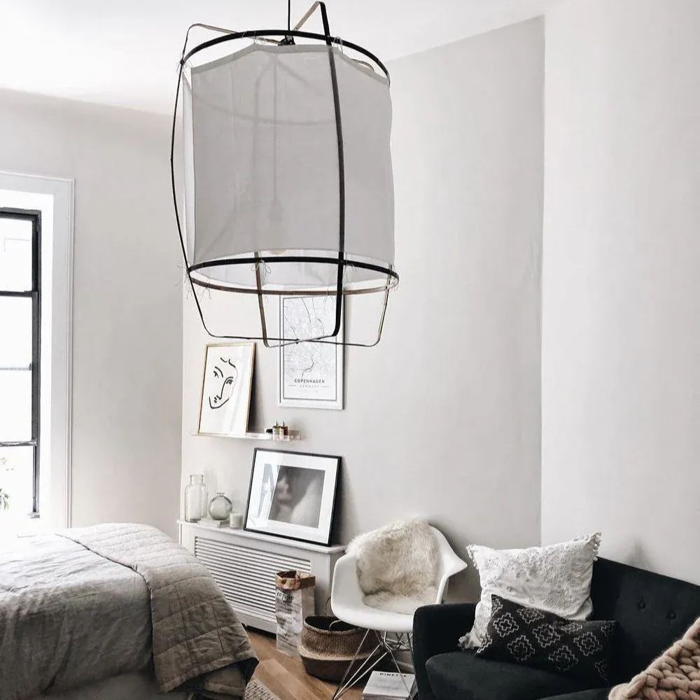 Ozawa Moderno Cabaña Tela Lámpara Colgante Sombras Salón Comedor