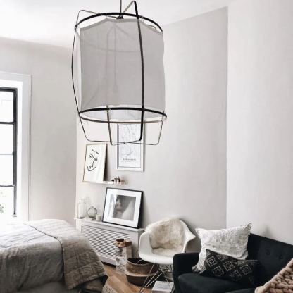 Ozawa Moderno Cabaña Tela Lámpara Colgante Sombras Salón Comedor