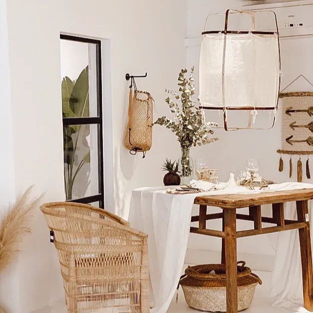 Ozawa Moderno Cabaña Tela Lámpara Colgante Sombras Salón Comedor