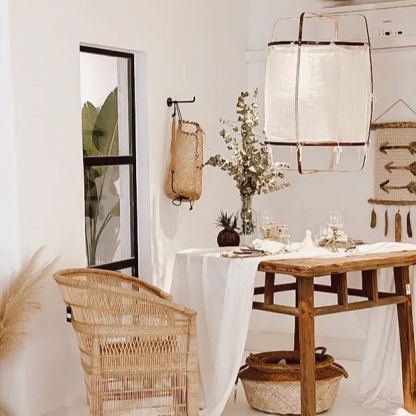 Ozawa Moderno Cabaña Tela Lámpara Colgante Sombras Salón Comedor