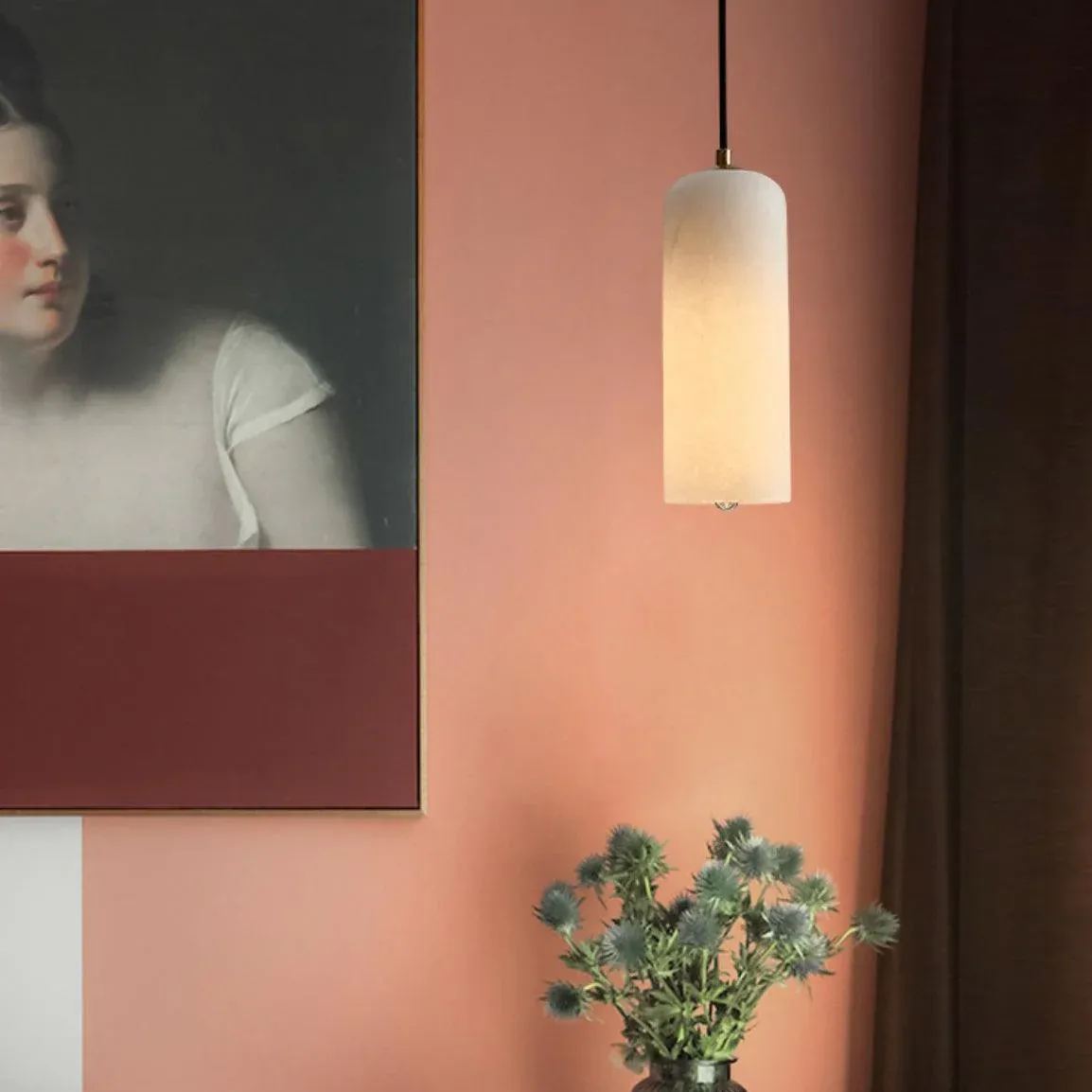 Jade Minimalismo Metal Alabastro Lámpara Colgante Dormitorio Salón