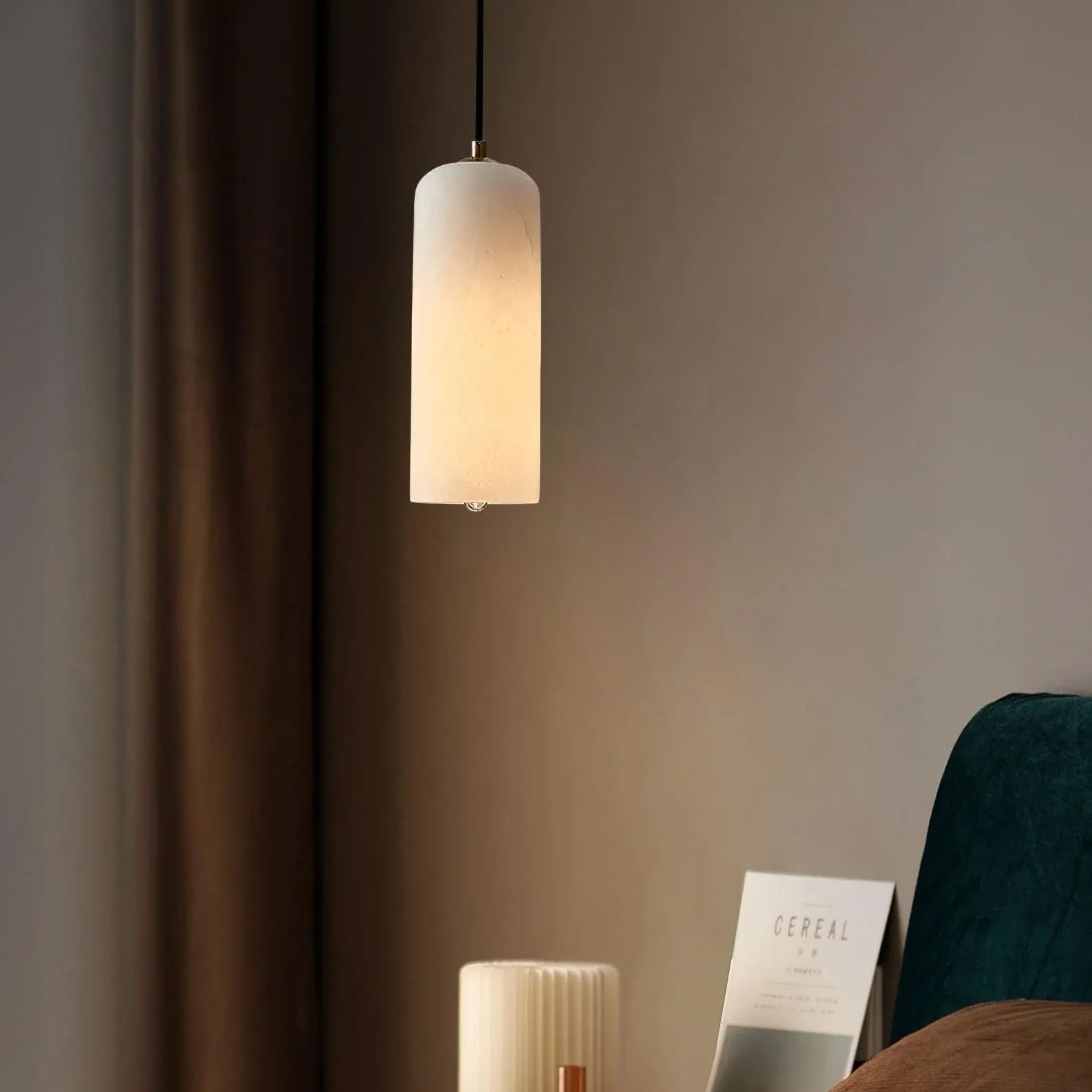 Jade Minimalismo Metal Alabastro Lámpara Colgante Dormitorio Salón