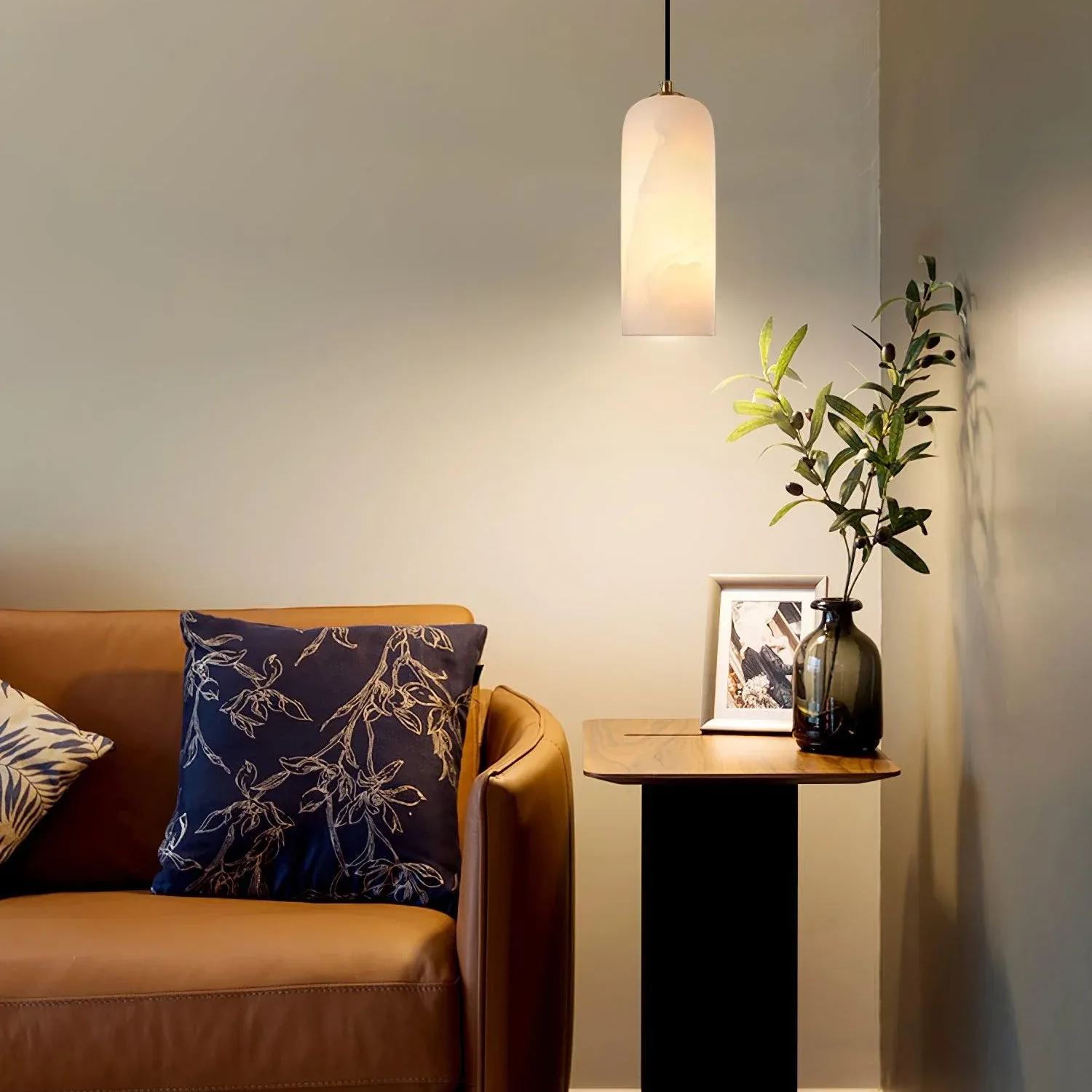 Jade Minimalismo Metal Alabastro Lámpara Colgante Dormitorio Salón