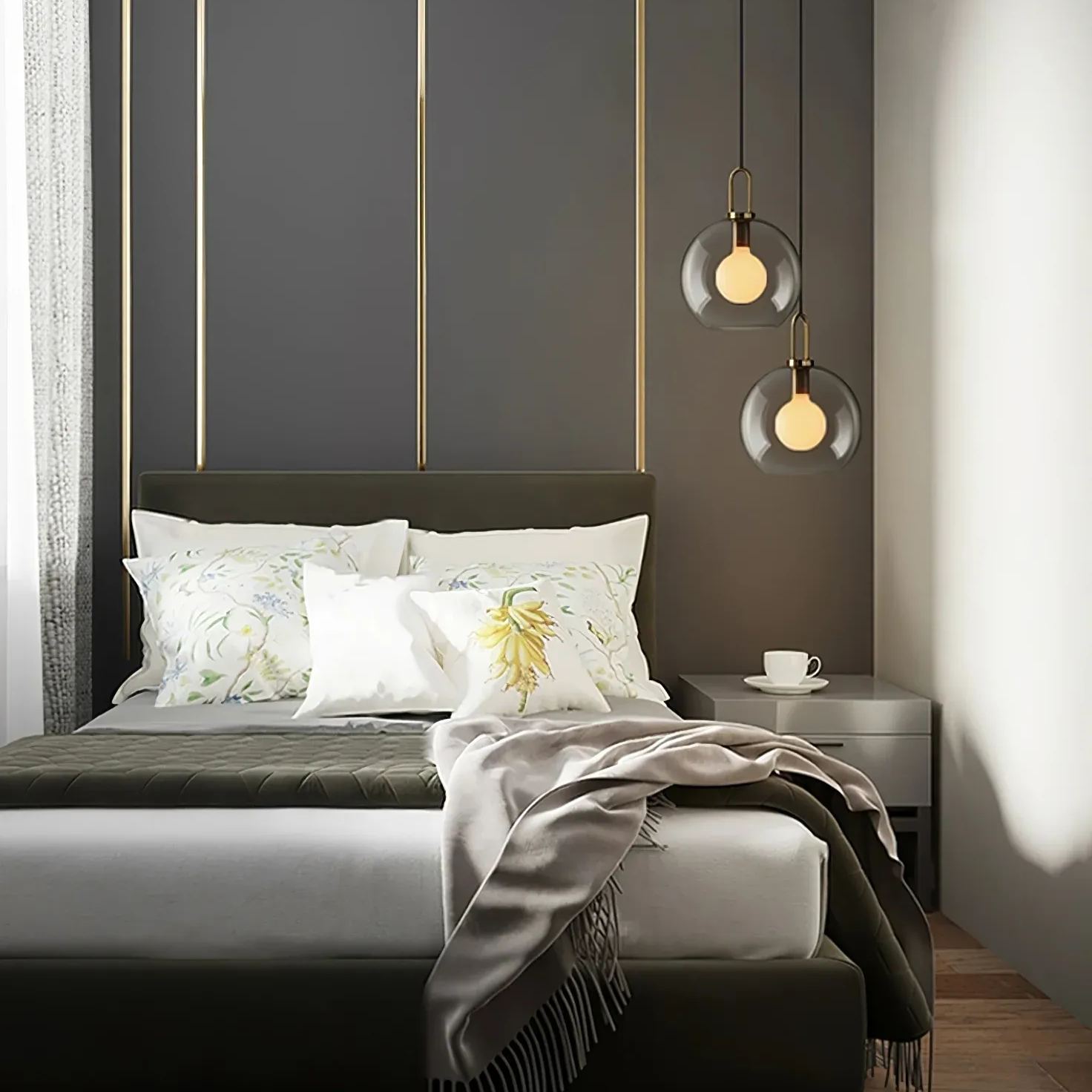 Hailie Moderno Redondo Vidrio Lámpara Colgante Dormitorio Salón Pasillo