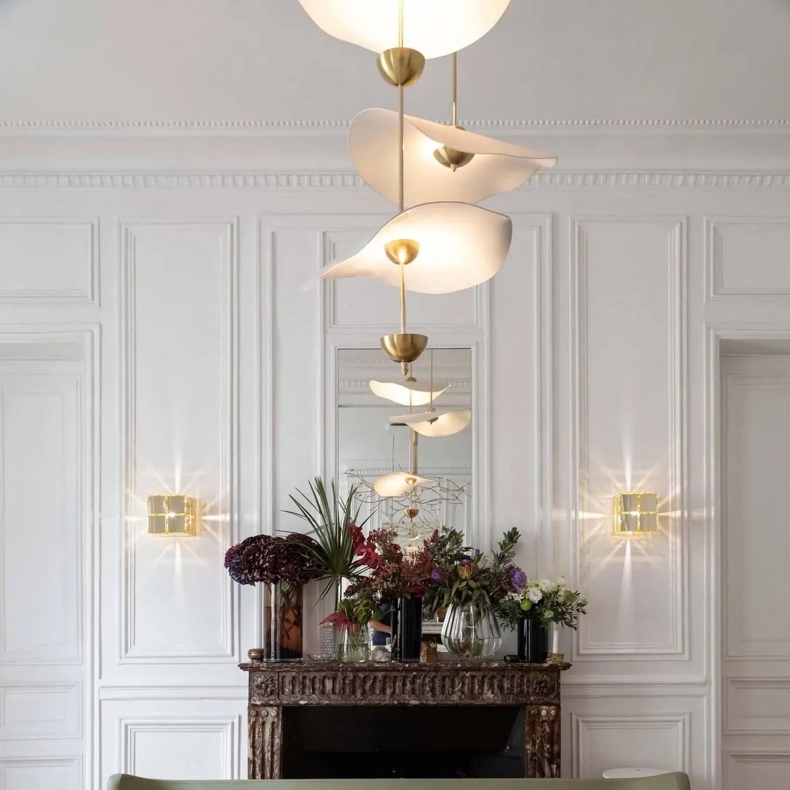 Carins Moderno Oro Metal Acrílico Lámpara Colgante Dormitorio Salón