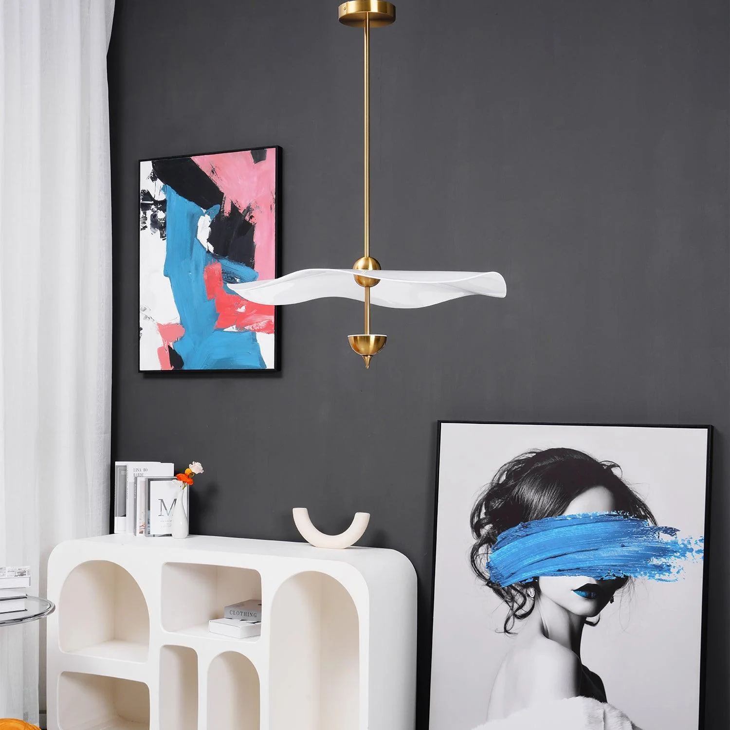 Carins Moderno Oro Metal Acrílico Lámpara Colgante Dormitorio Salón