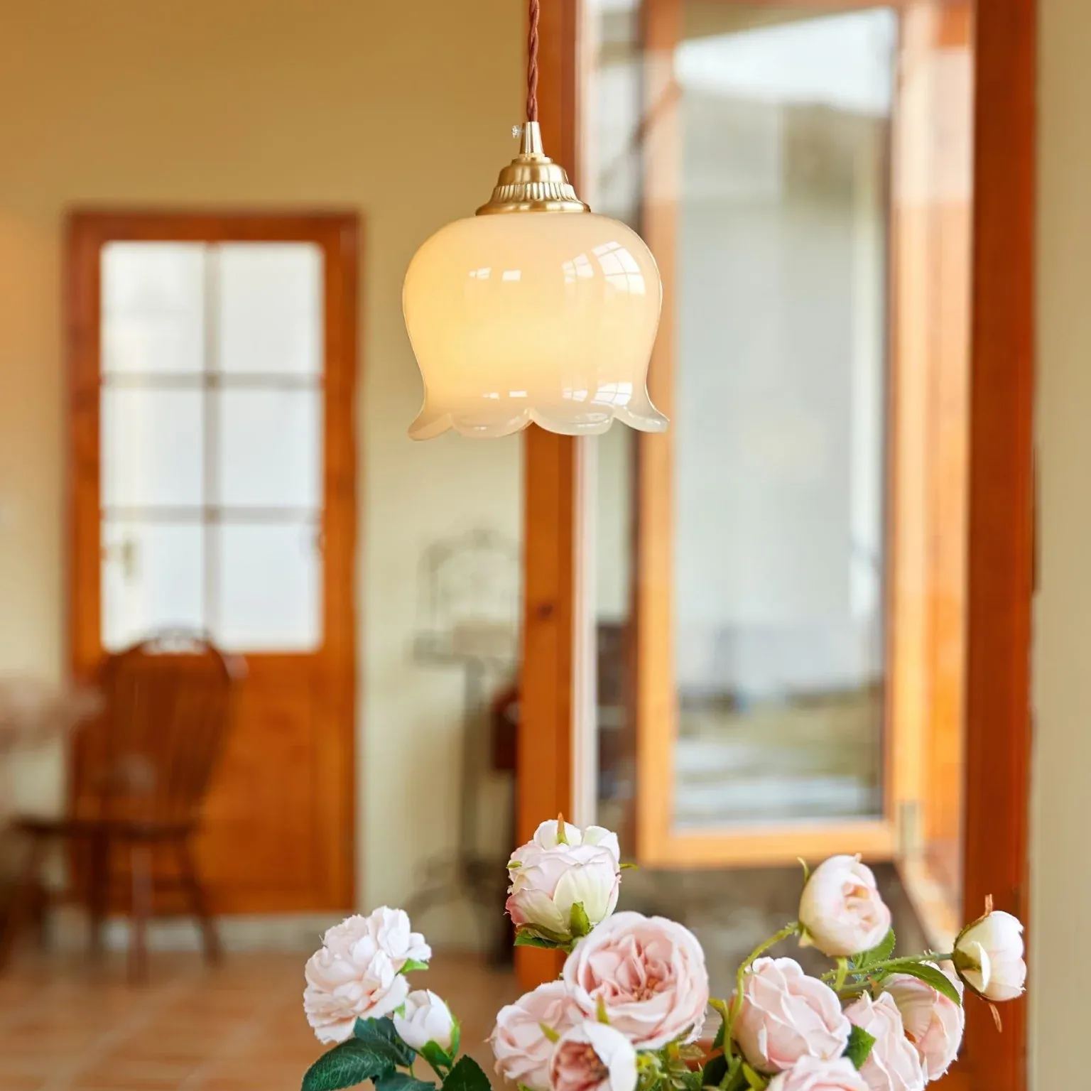 Carins Antiguo Flor Resina Lámpara Colgante Dormitorio Salón