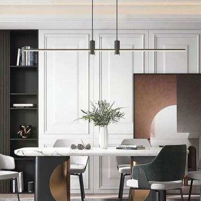 Edge Moderno Inusual Largo Metal Lámpara Colgante Salón Comedor