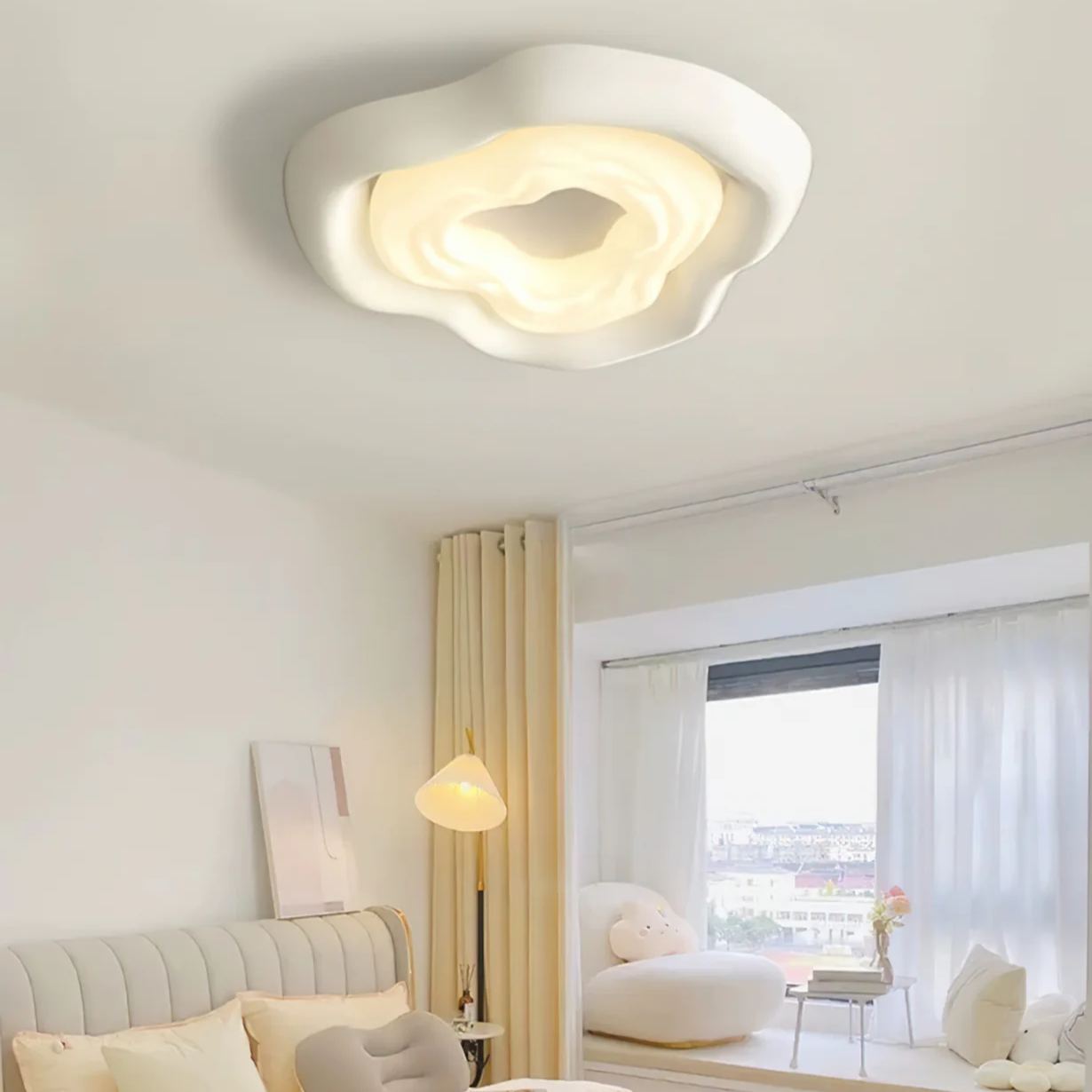 Quinn Ambiental Blanco Crema Color Rosas Lámpara de Techo Comedor