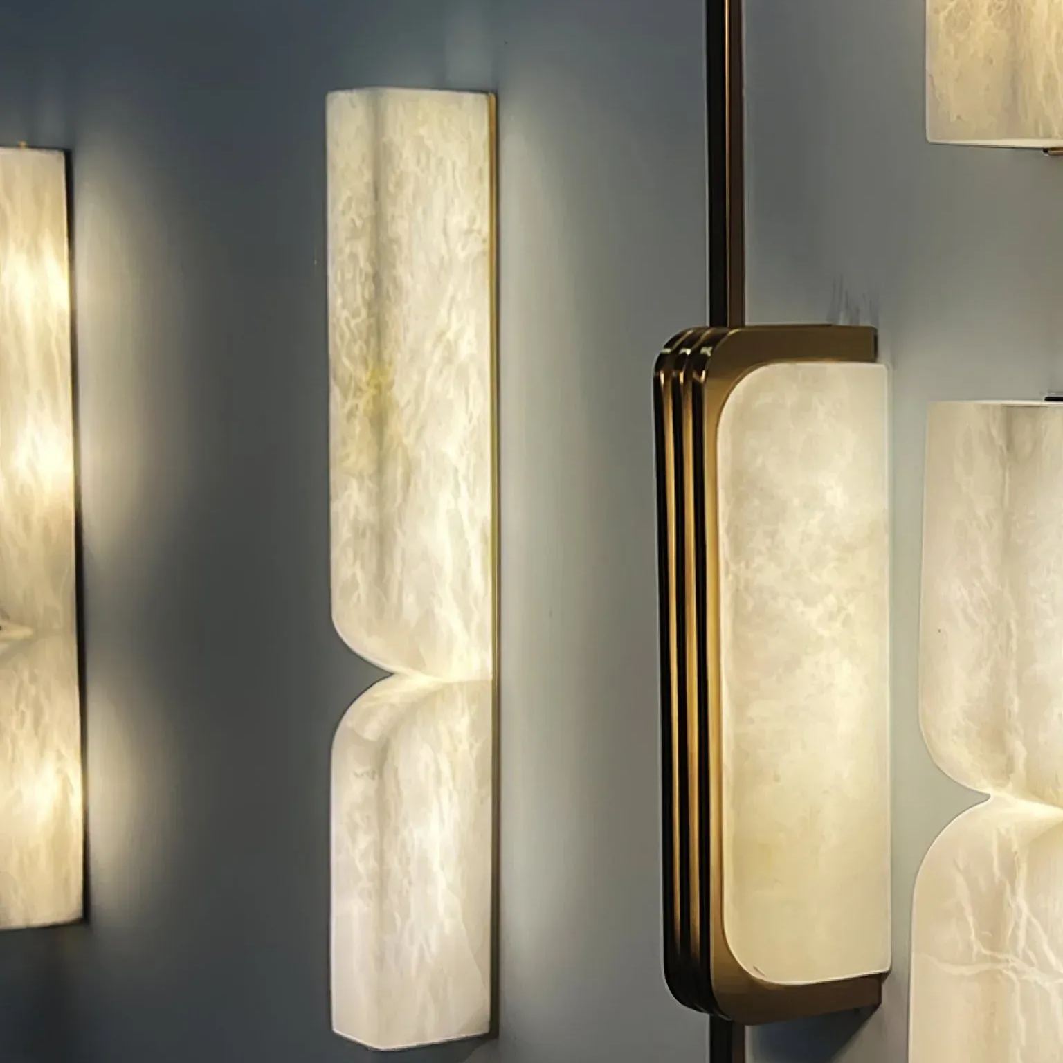 Jade Alabastro Rectangular Moderno Pantallas Luz Pared Pasillo Dormitorio