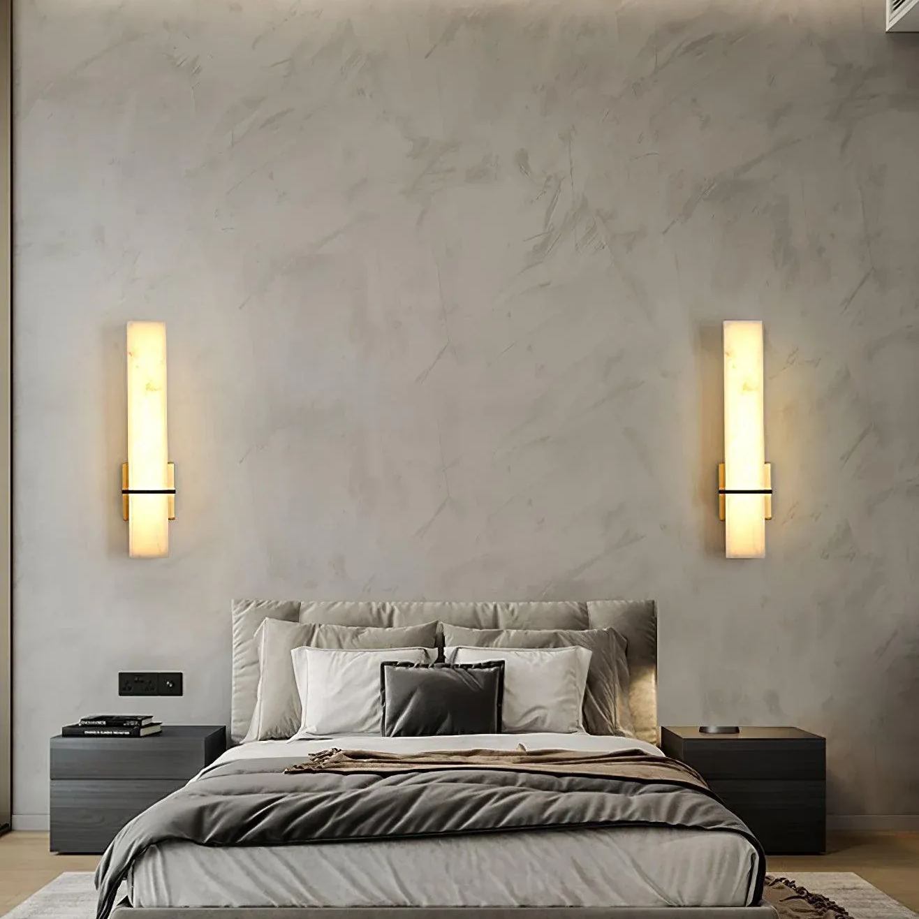 Jade  Moderno Lujo Largo Alabastro Lámpara de Pared Sombras Dormitorio Pasillo