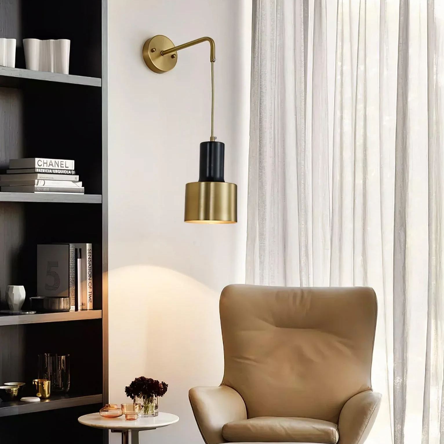 Orr Minimalismo Bronce Metal Negro Aplique Dormitorio Salón Pasillo