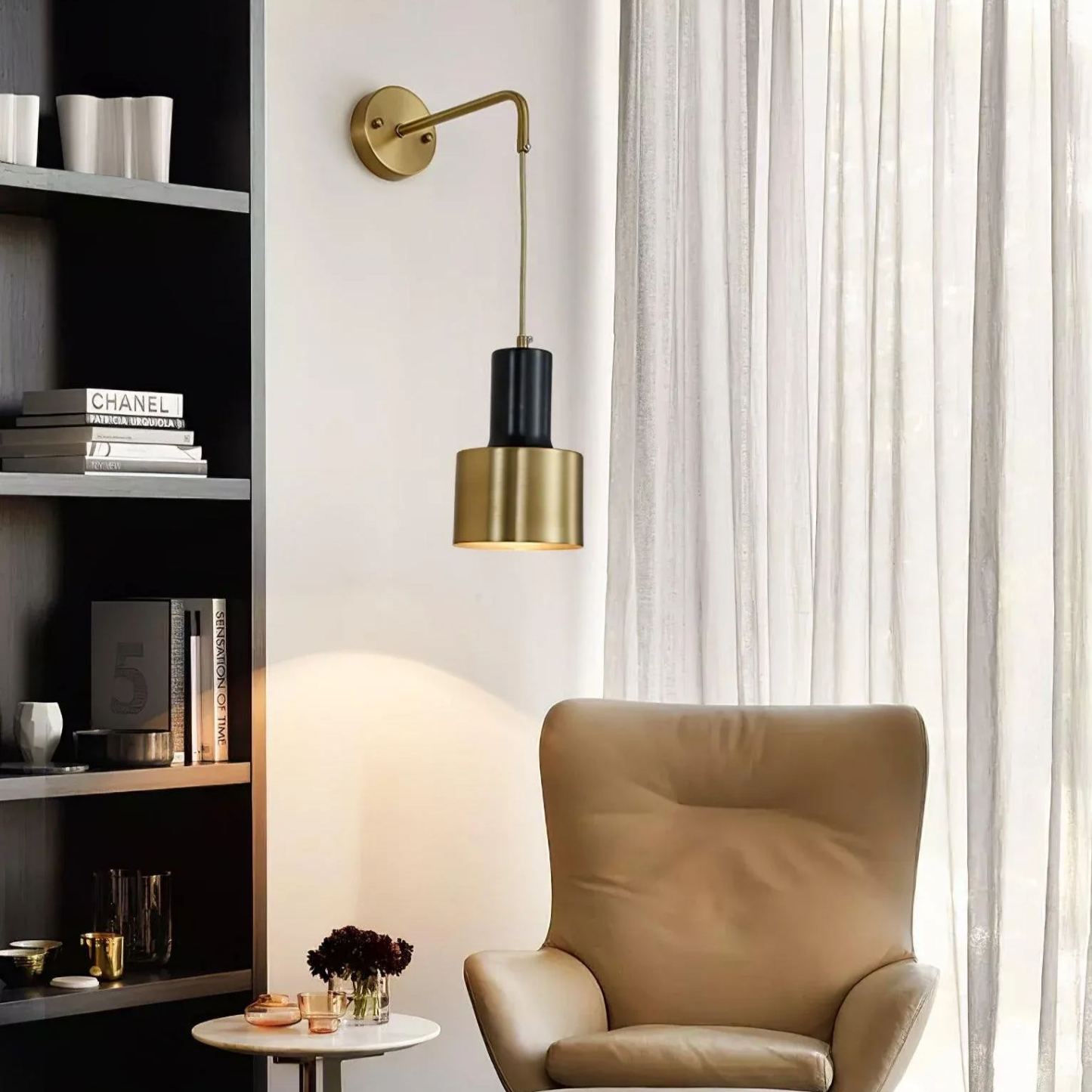 Orr Minimalismo Bronce Metal Negro Aplique Dormitorio Salón Pasillo