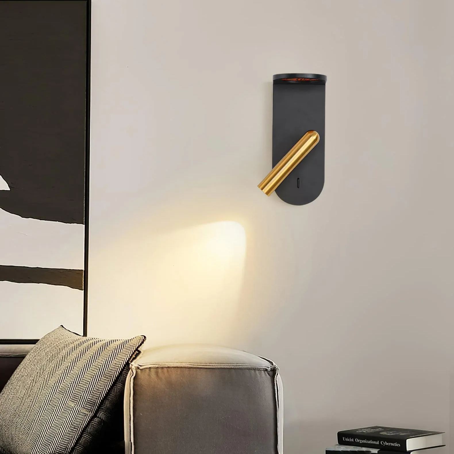 Edge Minimalismo Acrílico Metal Negro Blanco Aplique Salón Comedor